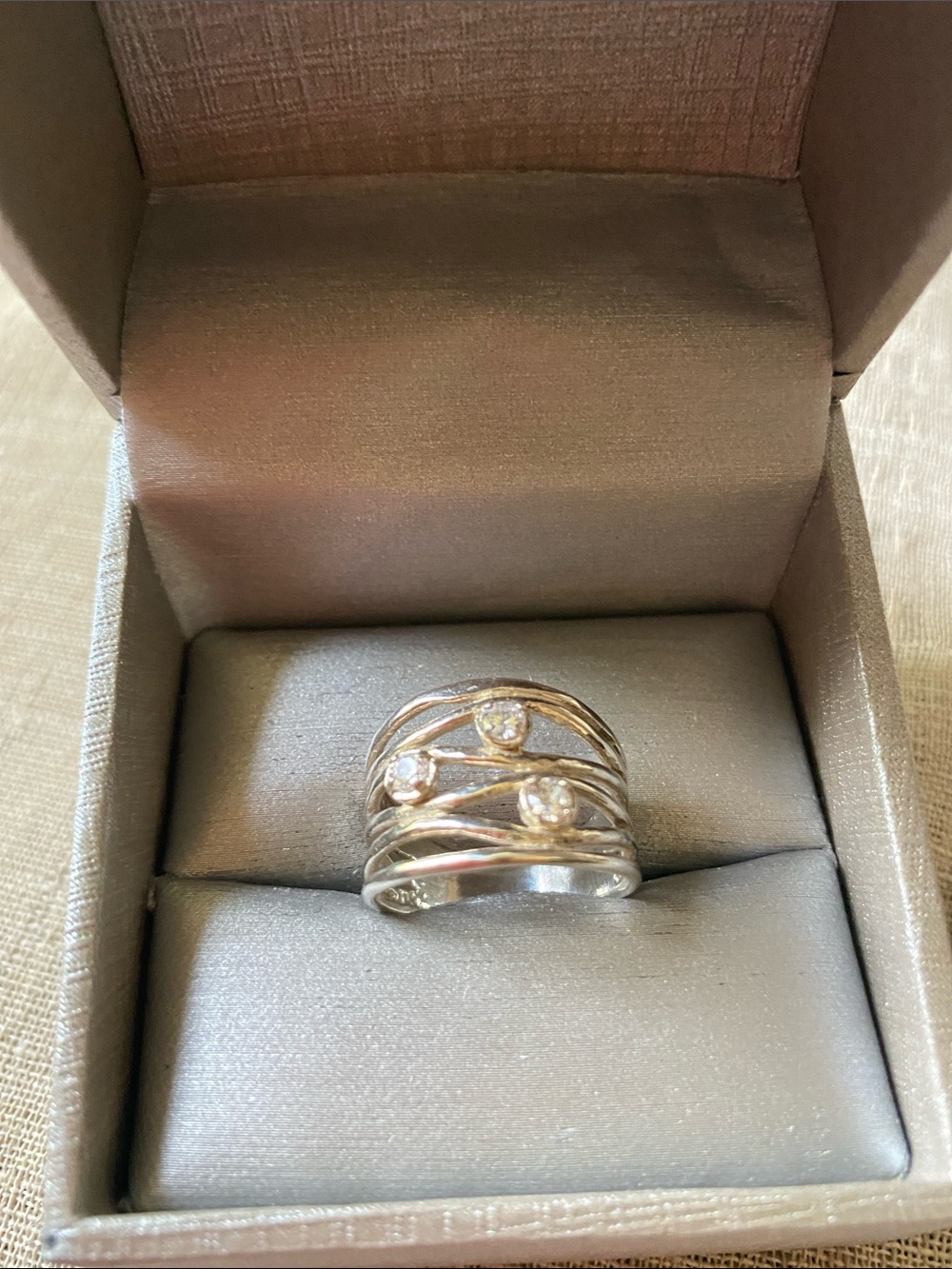 Elegant Multi-Wrapped Band Ring with Sparkling Stones - Israel 925 Silver